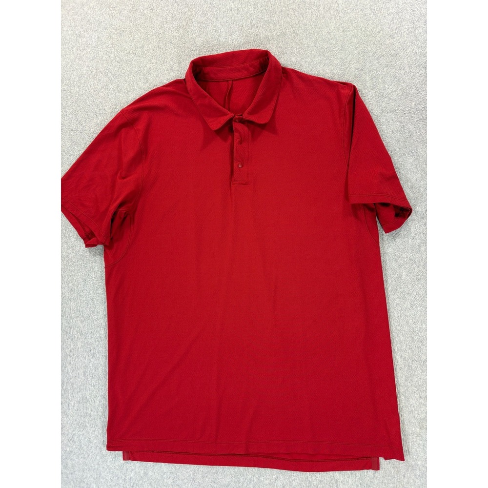 Lululemon Performance TECH Short Sleeve Polo Shirt (Men's XL) Red